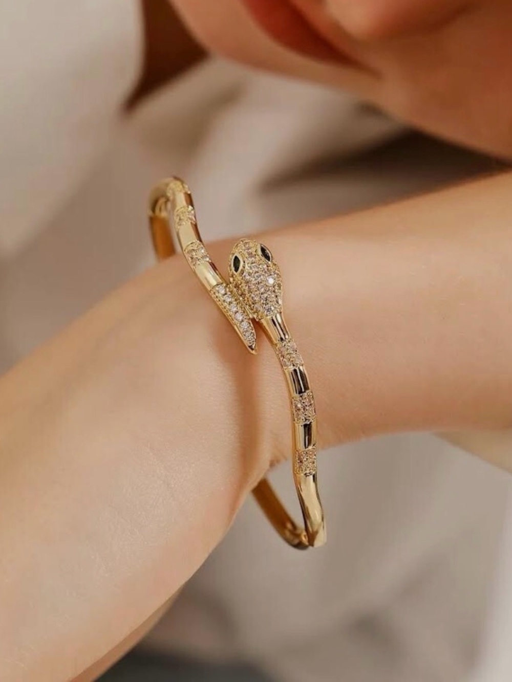 Serpenti Gold Pavé Snake Wrap Bracelet – Fashion Jewelry